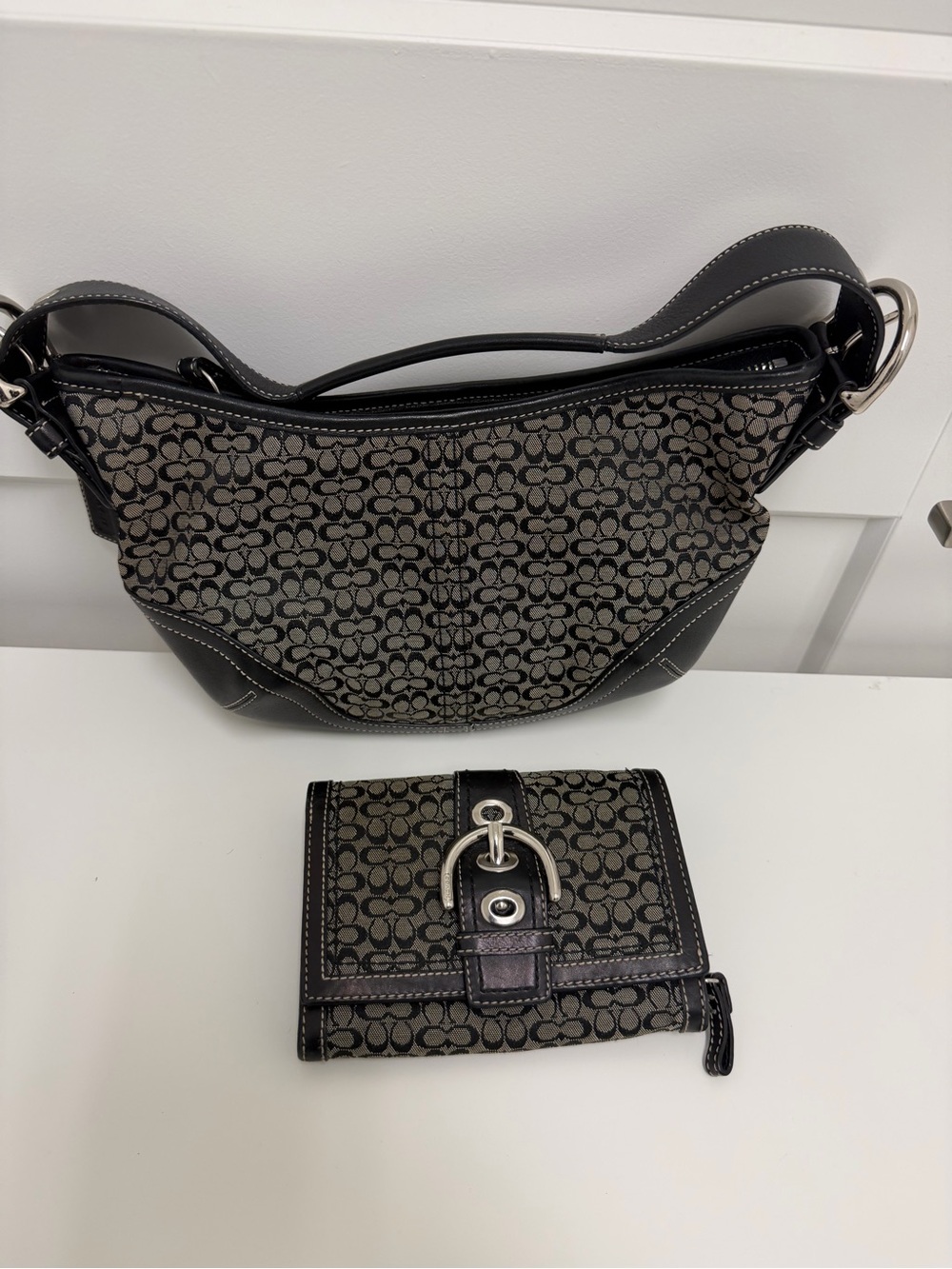 Black and Grey Coach Soho bag and purse set